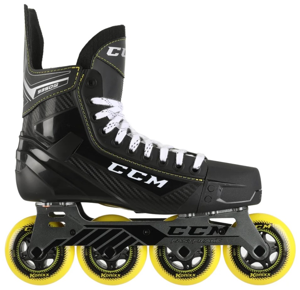 CCM Tacks roller hockey skate with yellow 80 mm diameter wheels